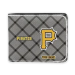 Pittsburgh Pirates Wallet - Personalized Plaid Grid Black
