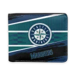 Seattle Mariners Wallet - Personalized Checkerboard Brush Navy Blue Black