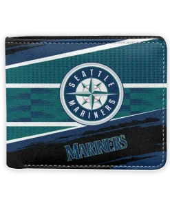 Seattle Mariners Wallet - Personalized Checkerboard Brush Navy Blue Black
