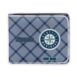 Seattle Mariners Wallet - Personalized Plaid Grid Navy Blue