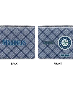 Alternative view of Seattle Mariners Wallet - Personalized Plaid Grid Navy Blue