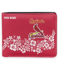 St. Louis Cardinals Wallet - Personalized Floral Cluster Red White