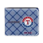 Texas Rangers Wallet - Personalized Plaid Grid Blue