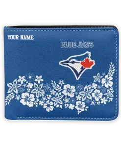 Toronto Blue Jays Wallet - Personalized Floral Cluster Blue White