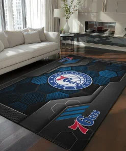 Philadelphia 76ers Rug - Hexagonal Grid Pattern Blue