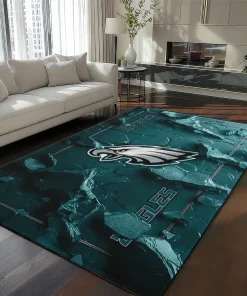 Philadelphia Eagles Rug - Cracked Surface Design Green