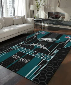 Philadelphia Eagles Rug - Personalized Football Laces Green