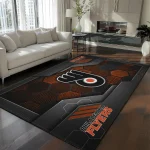 Philadelphia Flyers Rug - Hexagonal Grid Pattern Orange