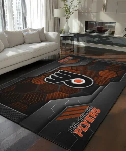 Philadelphia Flyers Rug - Hexagonal Grid Pattern Orange