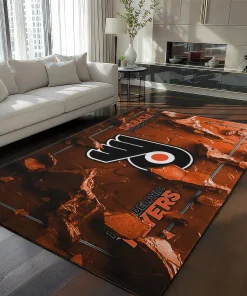 Philadelphia Flyers Rug - Cracked Surface Design Orange