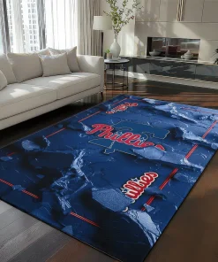Philadelphia Phillies Rug - Cracked Surface Design Blue