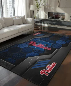 Philadelphia Phillies Rug - Hexagonal Grid Pattern Blue