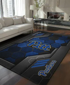 Pittsburgh Panthers Rug - Hexagonal Grid Pattern Royal Blue