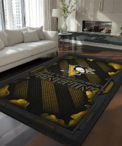 Pittsburgh Penguins Rug - Torn Mesh Yellow