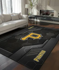Pittsburgh Pirates Rug - Hexagonal Grid Pattern Black