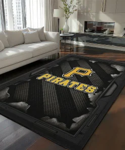Pittsburgh Pirates Rug - Torn Mesh Black