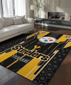 Pittsburgh Steelers Rug - Custom Football Laces Gold