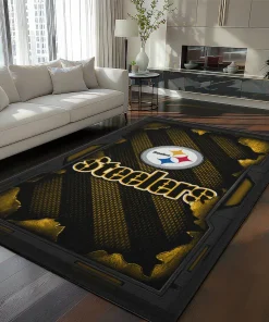 Pittsburgh Steelers Rug - Torn Mesh Gold