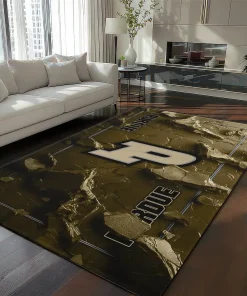 Purdue Boilermakers Rug - Cracked Surface Design Gold