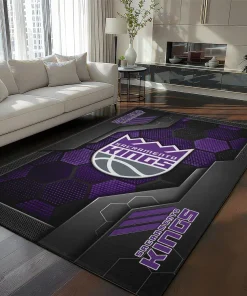 Sacramento Kings Rug - Hexagonal Grid Pattern Purple