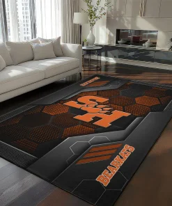 Sam Houston Bearkats Rug - Hexagonal Grid Pattern Orange