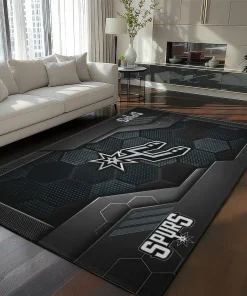 San Antonio Spurs Rug - Hexagonal Grid Pattern Silver