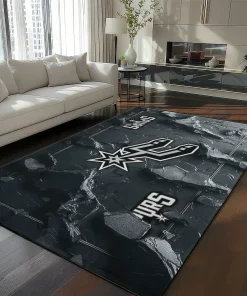San Antonio Spurs Rug - Cracked Surface Design Silver