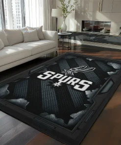 San Antonio Spurs Rug - Torn Mesh Silver