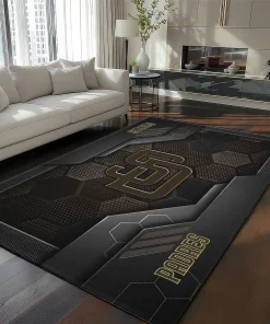 San Diego Padres Rug - Hexagonal Grid Pattern Brown