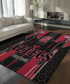 San Diego State Aztecs Rug - Customized Football Laces Red