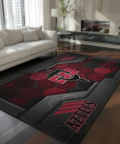 San Diego State Aztecs Rug - Hexagonal Grid Pattern Red