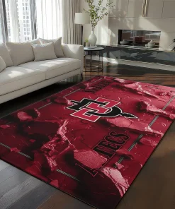 San Diego State Aztecs Rug - Cracked Surface Design Red