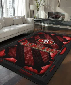 San Francisco 49ers Rug - Torn Mesh Red