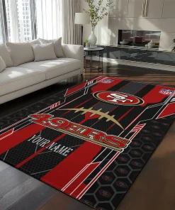 San Francisco 49ers Rug - Customized Football Laces Red