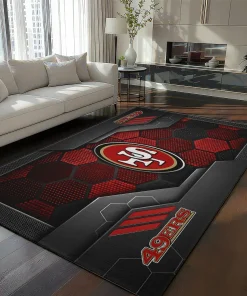 San Francisco 49ers Rug - Hexagonal Grid Pattern Red
