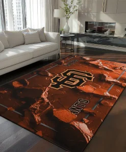 San Francisco Giants Rug - Cracked Surface Design Orange