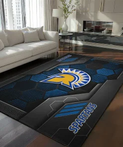 San Jose State Spartans Rug - Hexagonal Grid Pattern Blue