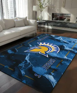 San Jose State Spartans Rug - Cracked Surface Design Blue
