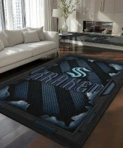 Seattle Kraken Rug - Torn Mesh Blue