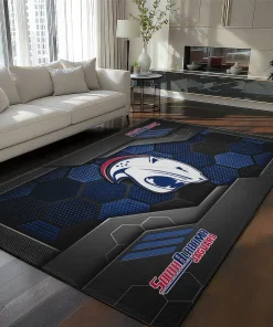 South Alabama Jaguars Rug - Hexagonal Grid Pattern Blue