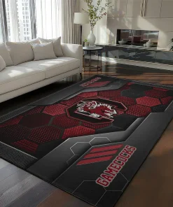 South Carolina Gamecocks Rug - Hexagonal Grid Pattern Garnet