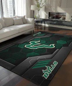 South Florida Bulls Rug - Hexagonal Grid Pattern Green