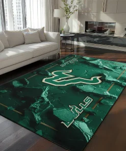 South Florida Bulls Rug - Cracked Surface Design Green