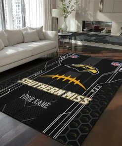 Southern Miss Golden Eagles Rug - Customized Football Laces Black