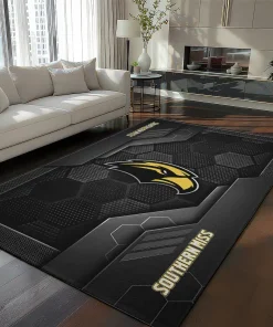 Southern Miss Golden Eagles Rug - Hexagonal Grid Pattern Black
