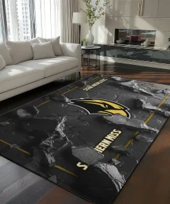 Southern Miss Golden Eagles Rug - Cracked Surface Design Black