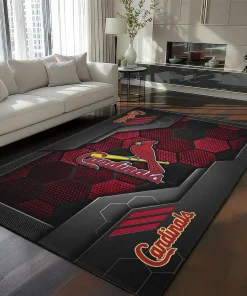 St. Louis Cardinals Rug - Hexagonal Grid Pattern Red