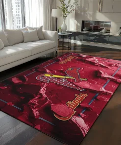 St. Louis Cardinals Rug - Cracked Surface Design Red