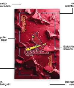 Alternative view of St. Louis Cardinals Rug - Cracked Surface Design Red