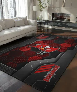 Tampa Bay Buccaneers Rug - Hexagonal Grid Pattern Red